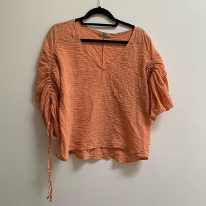 Zara Ruched Long Sleeve V-Neck Blouse L